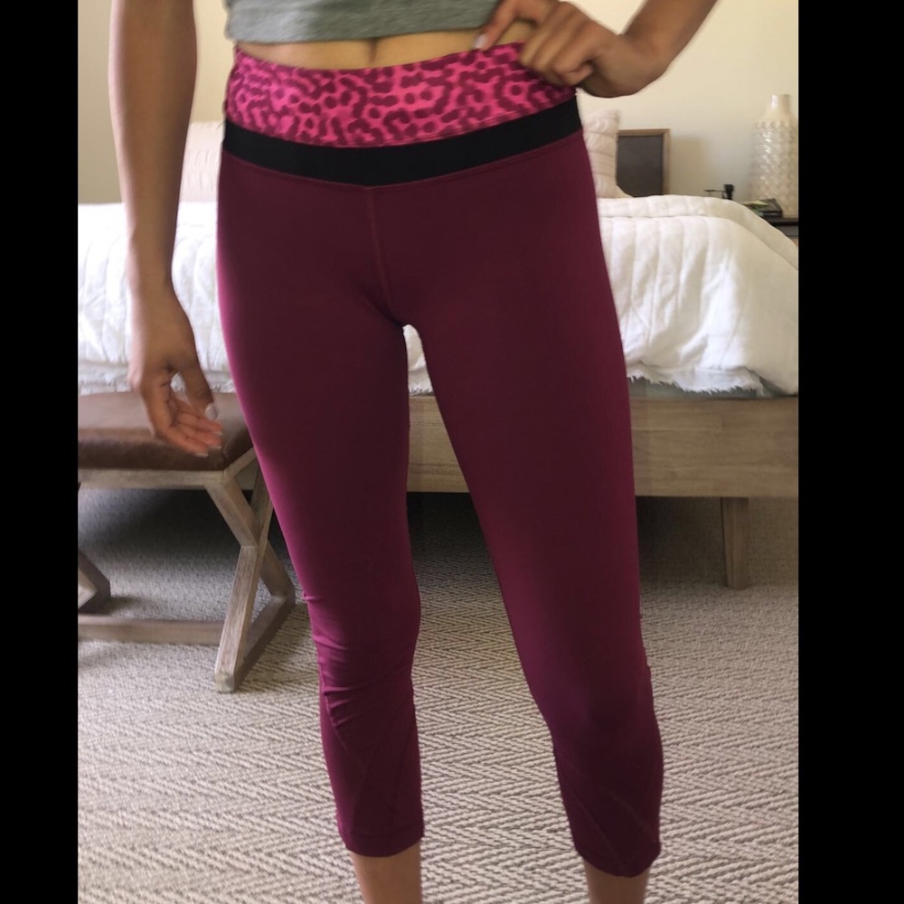 Lululemon crop leggings with cheetah band